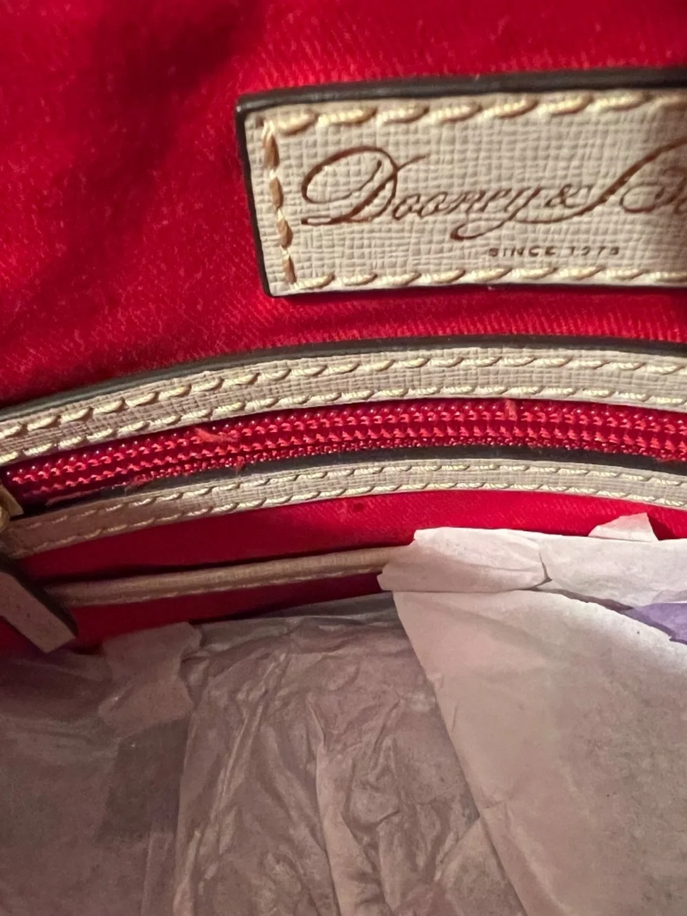Dooney and Bourke Maxi Crossbody Canvas and Leather Cream Color